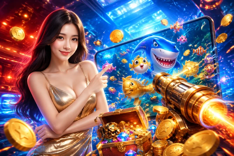 Minh họa game bắn cá H5 trên điện thoại và máy tính, thể hiện tính tương thích đa nền tảng và đồ họa mượt mà.