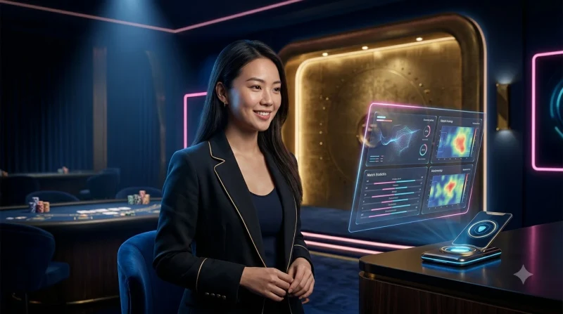Minh họa người dùng phân vân lựa chọn nền tảng cá cược uy tín với giao diện holographic