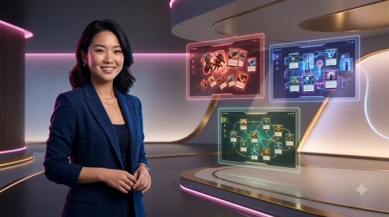 Người chơi poker quan sát đối thủ tại bàn đấu trong không gian lounge cao cấp